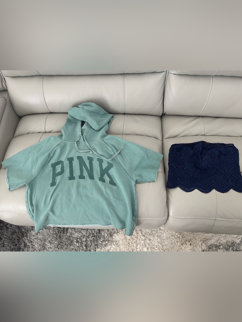PINK Victoria's Short Sleeve Hoodie and VS Dream Angels bralette